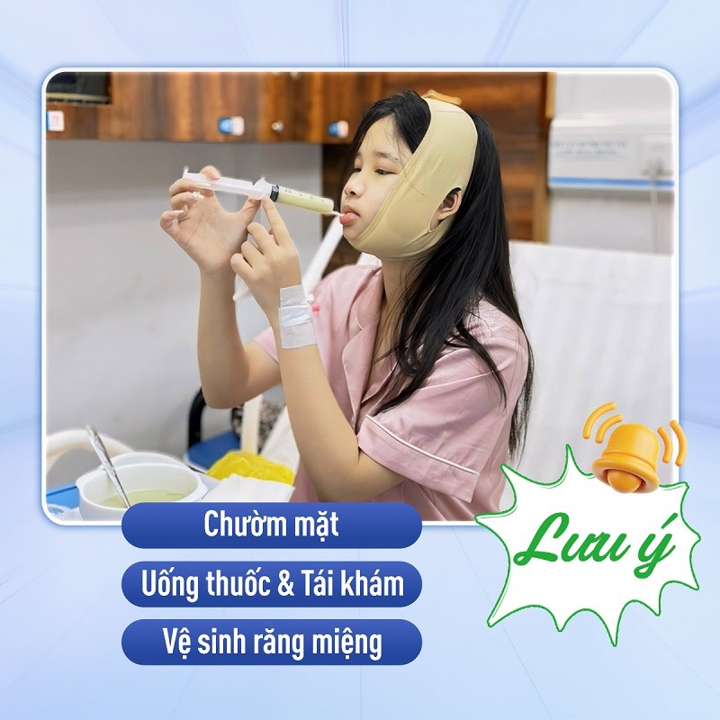Nên vệ sinh răng miệng sạch sẽ, chườm mặt sau khi gọt hàm